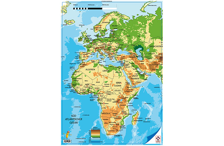 Grundschulmaterial  Weltkarte Europa und Afrika (DIN A1)